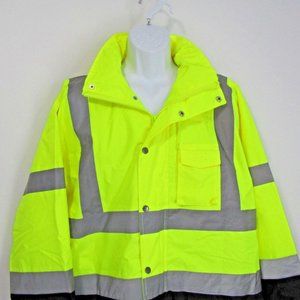 ML Kishigo Hi-Vis Storm Cover Rainwear Jacket Hood RWJ102 Yellow/Lime Size L-XL